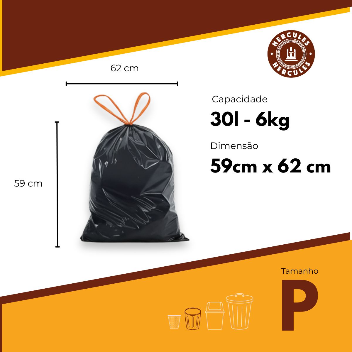 Kit 3 Sacos Para Lixo P 30 Litros Reforçado Com Alça 135un