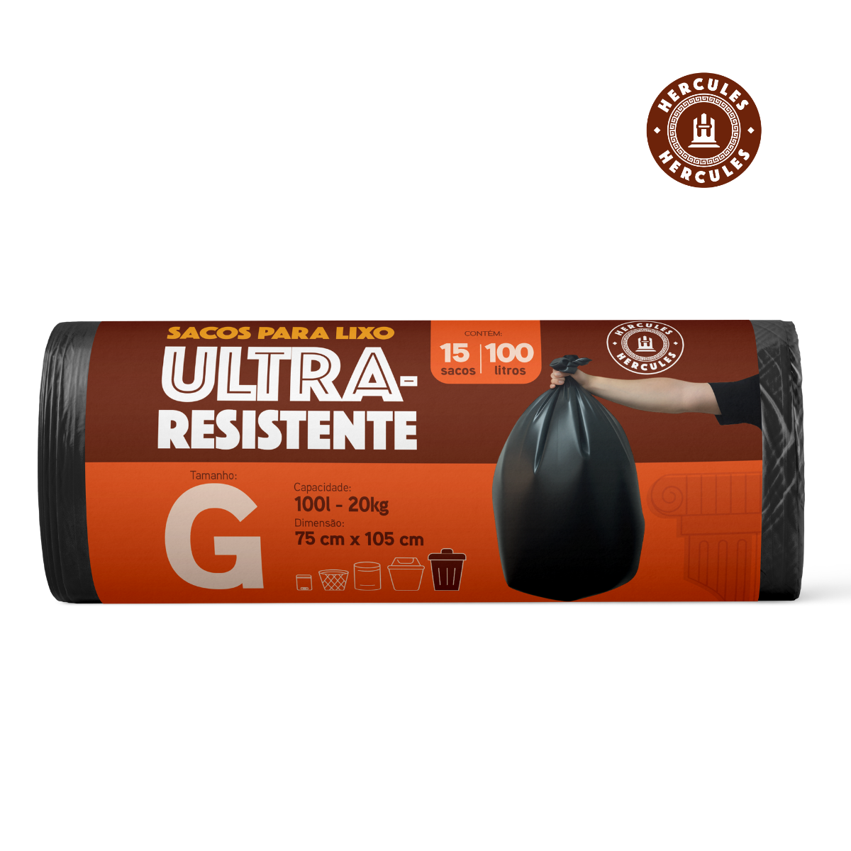 Saco para Lixo G 100L Reforçado Rolo 15un