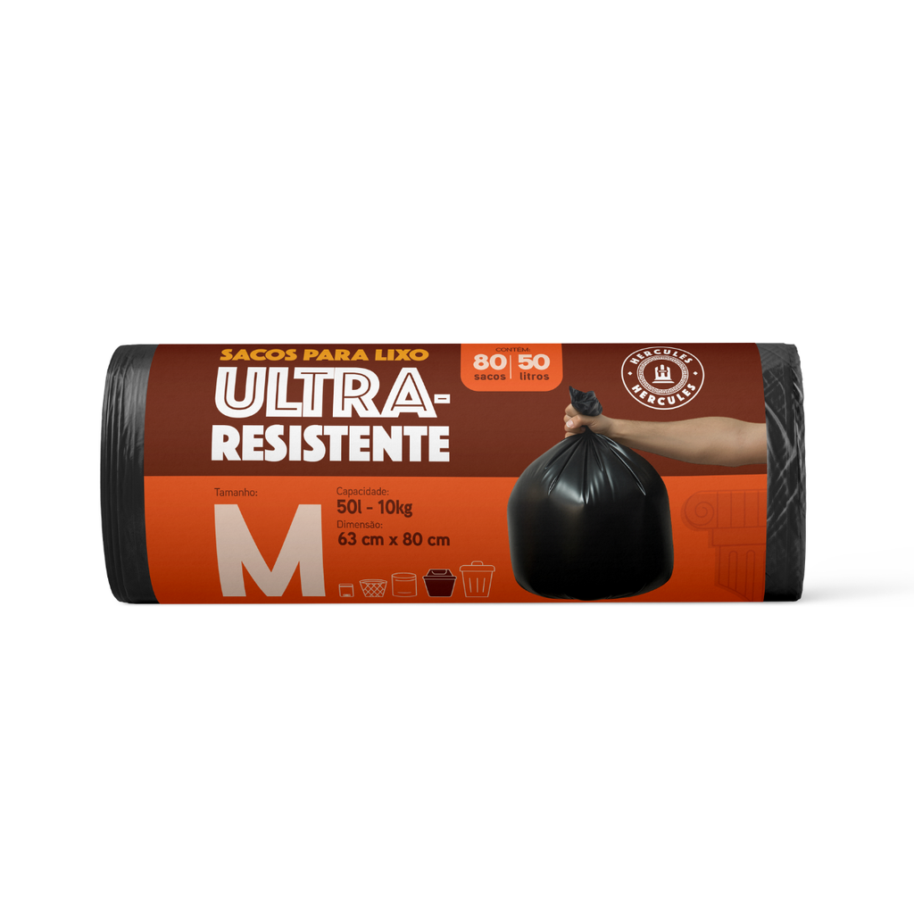 Saco para Lixo M 50L Reforçado Rolo Econômico 80un