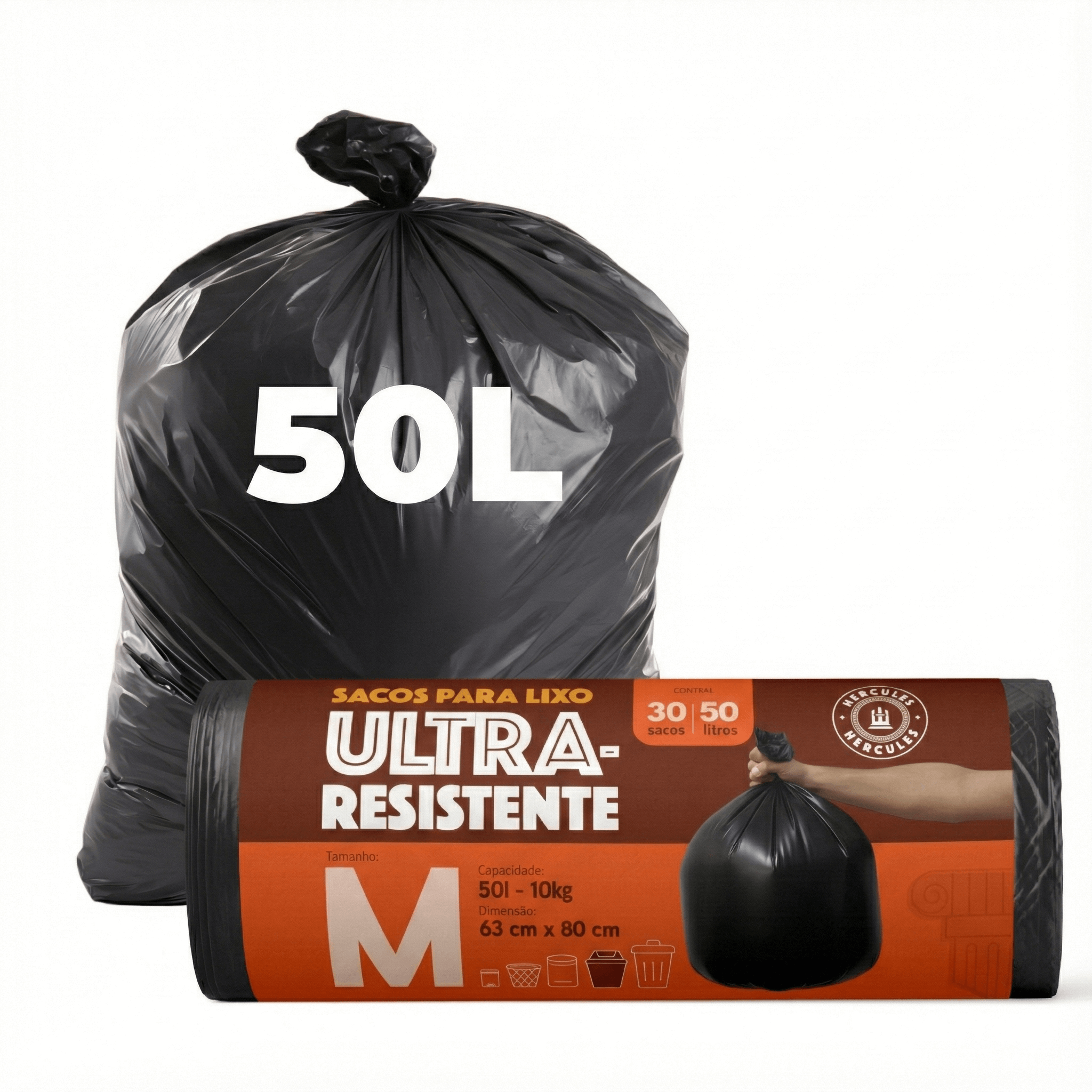 Kit 3 Sacos Para Lixo M 50 litros Reforçado Sem Alça 90un