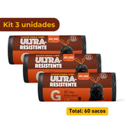 Kit 3 Sacos Para Lixo G 100 Litros Reforçado Com Alça 60un