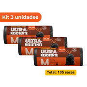 Kit 3 Sacos Para Lixo M 50 Litros Reforçado Com Alça 105un