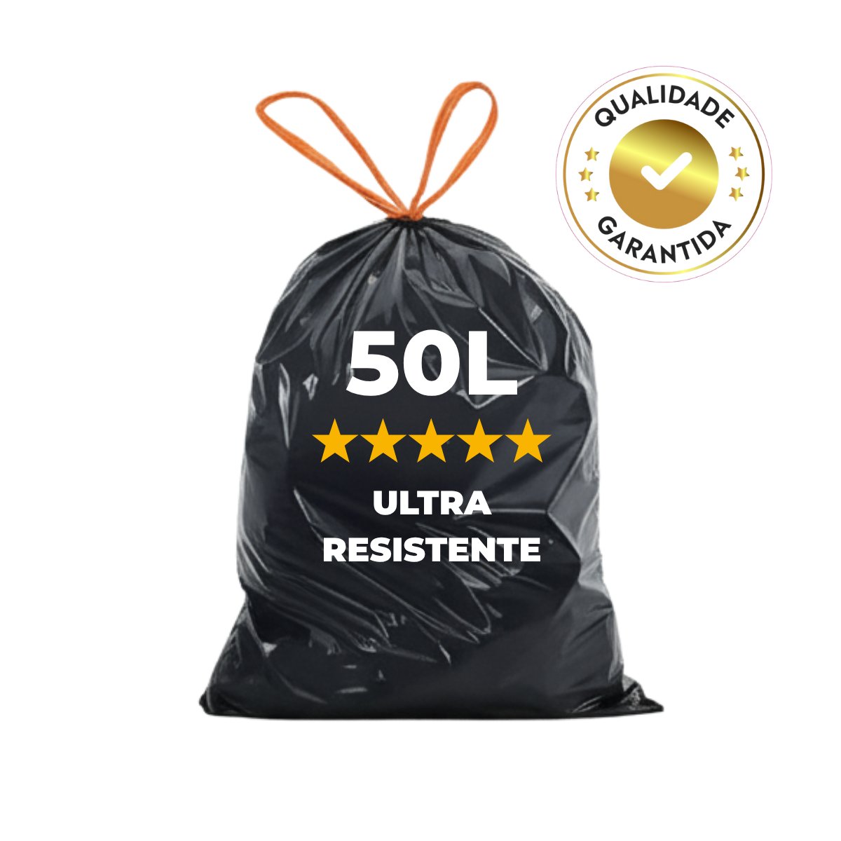 Saco para Lixo M 50L Reforçado com Alça 35un