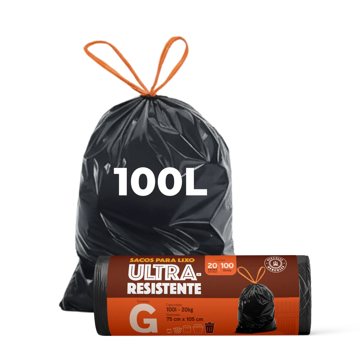 Saco para Lixo G 100L Reforçado com Alça 20un