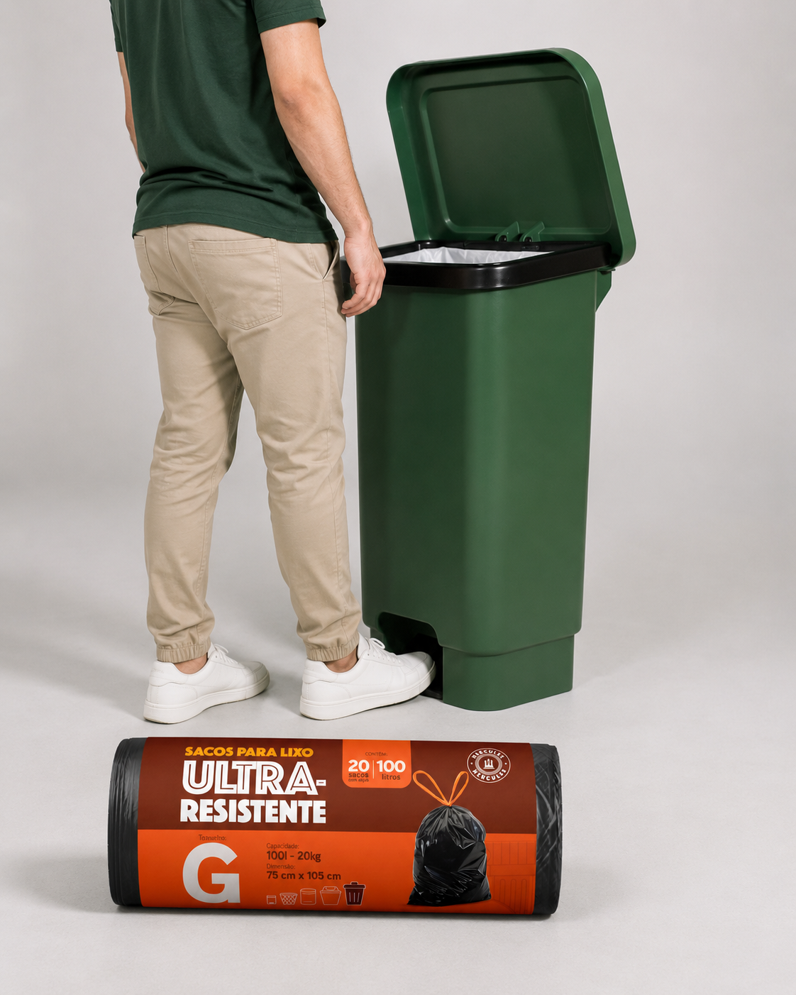 Saco para Lixo G 100L Reforçado com Alça 20un