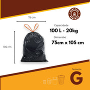 Kit 3 Sacos Para Lixo G 100 Litros Reforçado Com Alça 60un