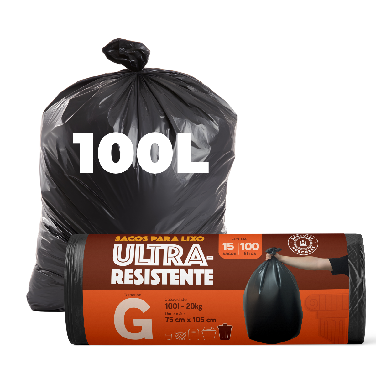 Kit 3 Sacos Para Lixo G 100 litros Reforçado Sem Alça 45un