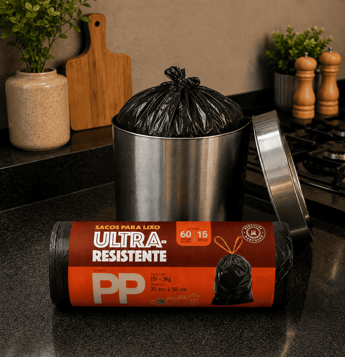 Saco para Lixo PP 15L Reforçado Rolo 80un
