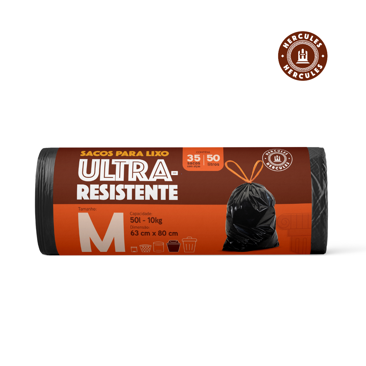 Saco para Lixo M 50L Reforçado com Alça 35un