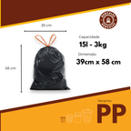 Saco para Lixo PP 15L Reforçado com Alça 60un