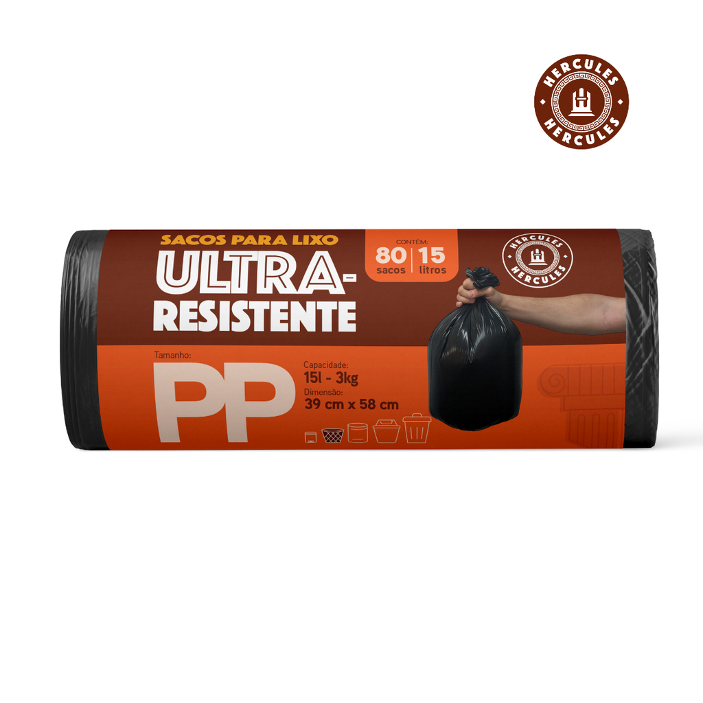 Saco para Lixo PP 15L Reforçado Rolo 80un