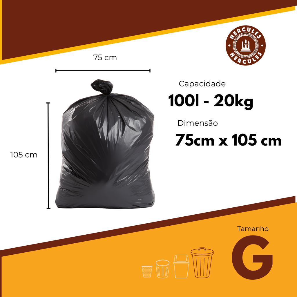 Saco para Lixo G 100L Reforçado Rolo 15un