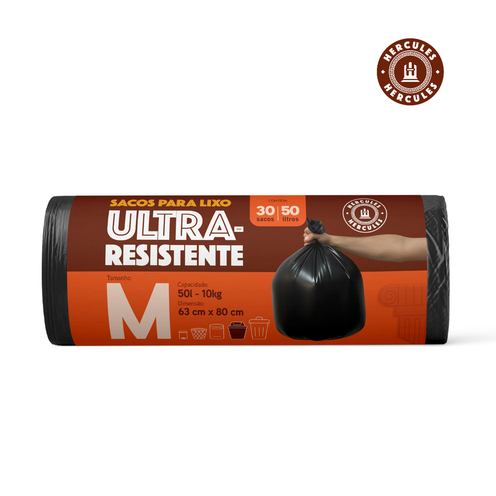 Saco para Lixo M 50L Reforçado Rolo 30un