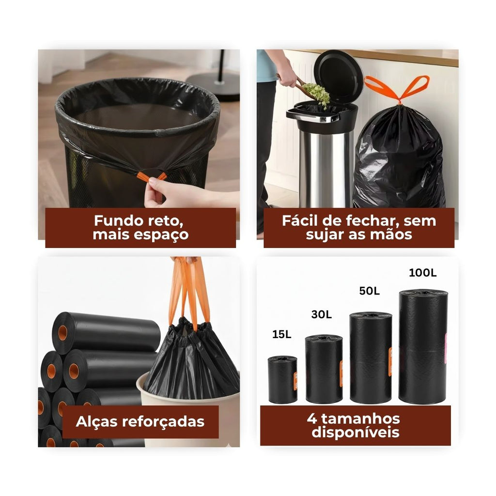 Kit 3 Sacos Para Lixo G 100 Litros Reforçado Com Alça 60un