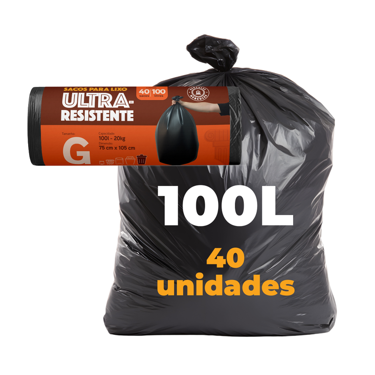 Saco para Lixo G 100L Reforçado Rolo Econômico 40un
