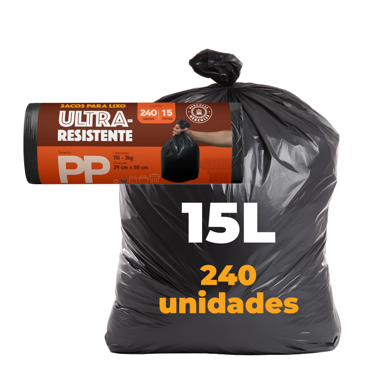 Saco para Lixo PP 15L Reforçado Rolo Econômico 240un