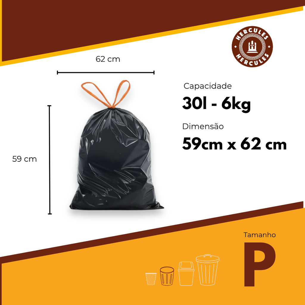 Saco para Lixo P 30L Reforçado com Alça 45un
