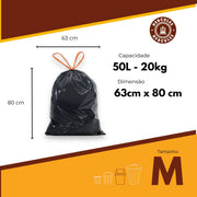 Kit 3 Sacos Para Lixo M 50 Litros Reforçado Com Alça 105un