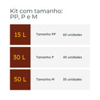 Kit 3 Sacos Para Lixo 15L, 30L, 50L  Reforçado Com Alça 140un