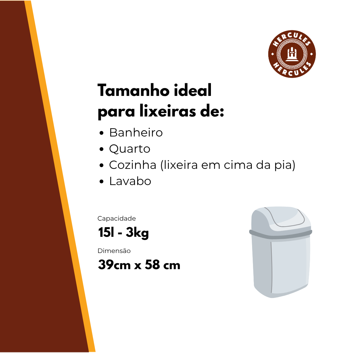 Kit 3 Sacos Para Lixo PP 15 Litros Reforçado Com Alça 180un