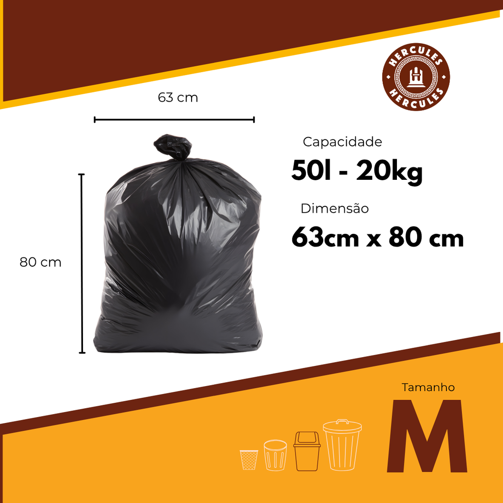 Saco para Lixo M 50L Reforçado Rolo Econômico 80un