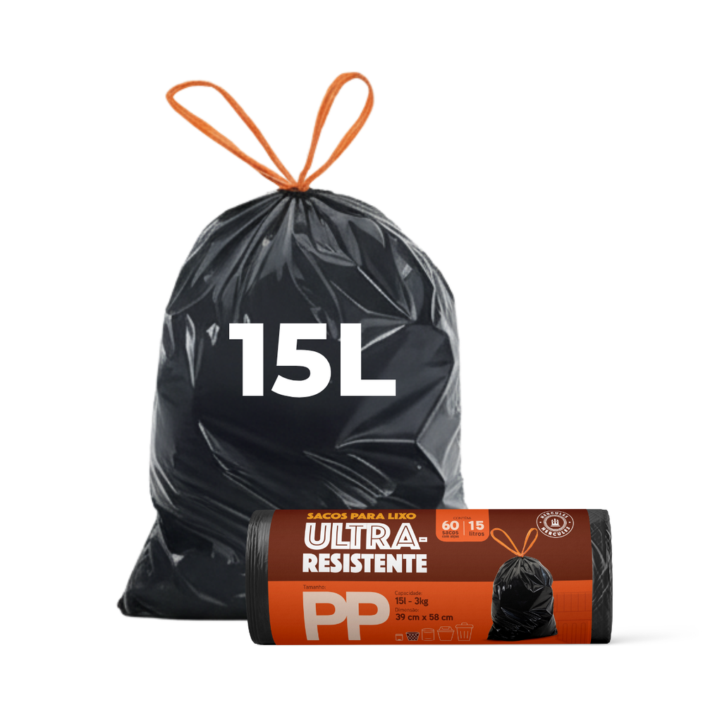 Saco para Lixo PP 15L Reforçado com Alça 60un