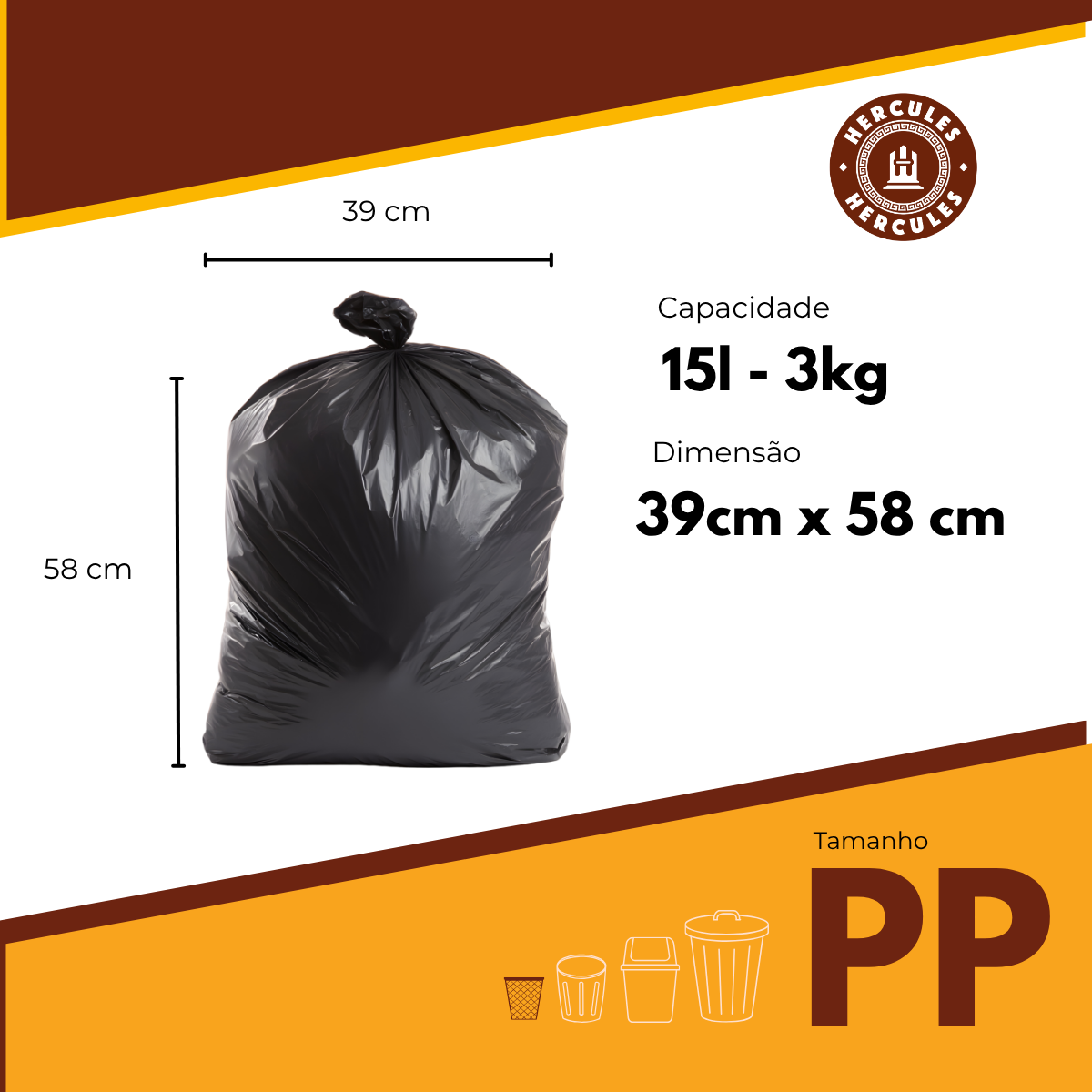 Saco para Lixo PP 15L Reforçado Rolo 80un