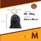 Saco para Lixo M 50L Reforçado com Alça 35un