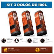 Kit 3 Sacos Para Lixo G 100 Litros Reforçado Com Alça 60un