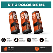 Kit 3 Sacos Para Lixo PP 15 litros Reforçado Sem Alça 240un
